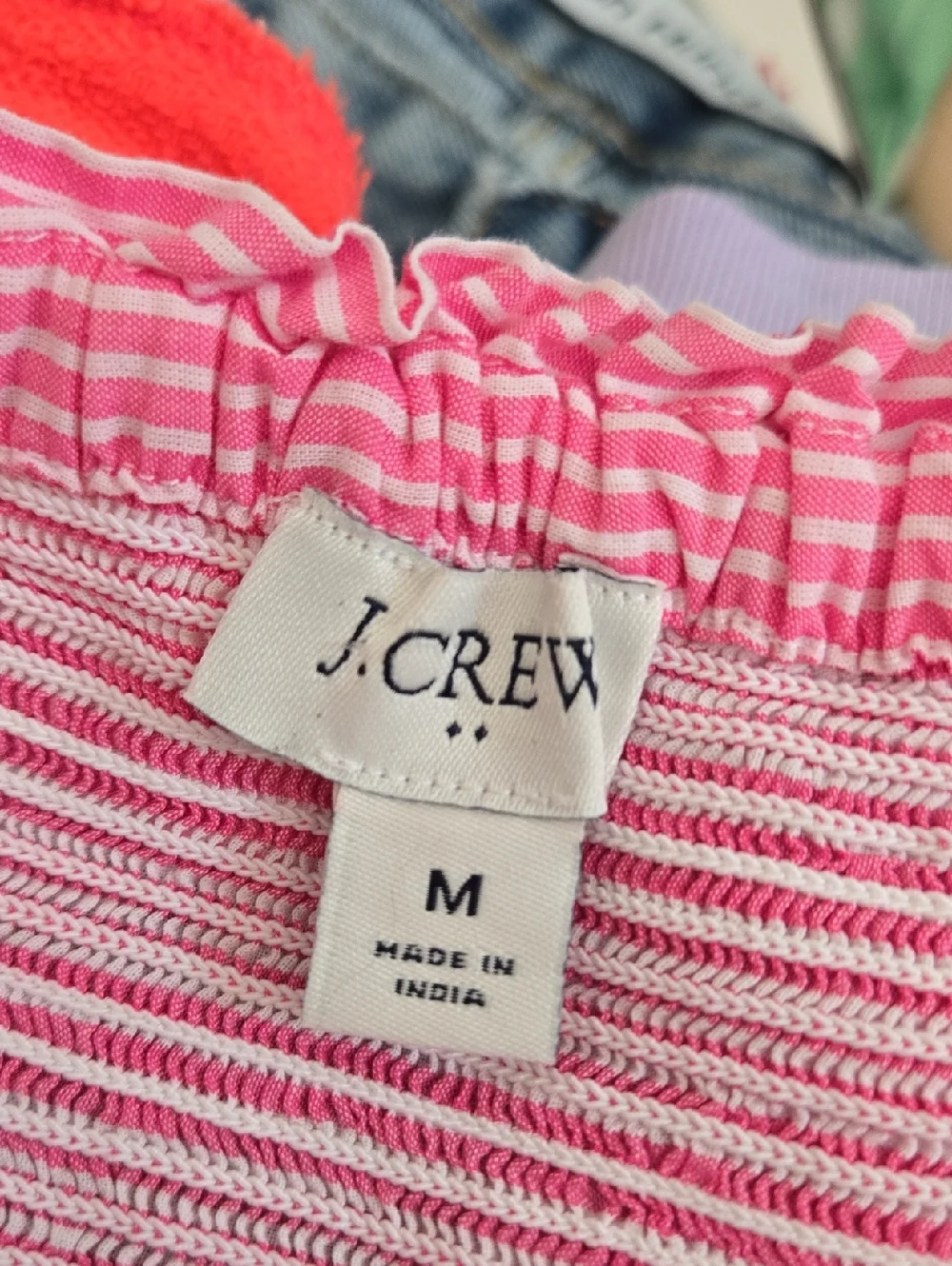 J. Crew Pink Striped Smocked Summer Sleeveless Dress